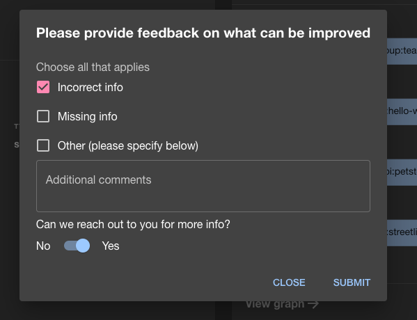 Response dialog example